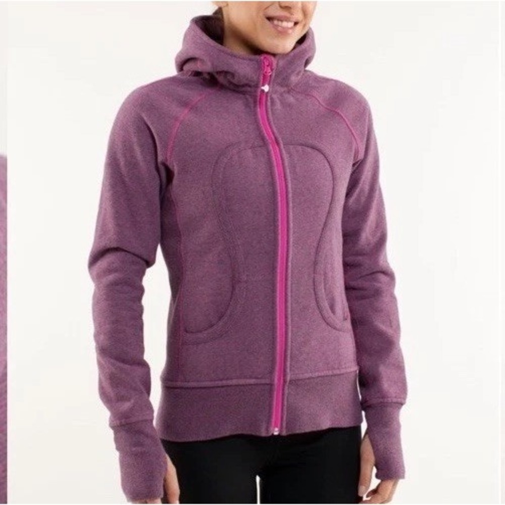 Lululemon Scuba Stripes Hoodie 6 Full Zip Thumbholes Fleece Purple